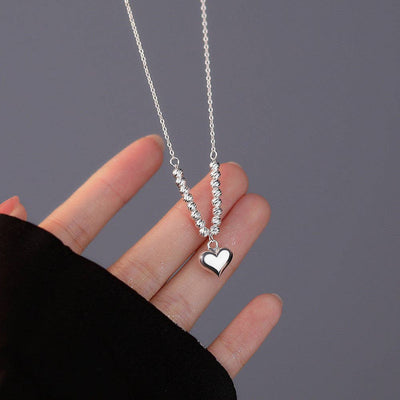 Beaded Heart Charm Pendant Necklace in 925 Sterling Silver  from Perimade & Co. LLC