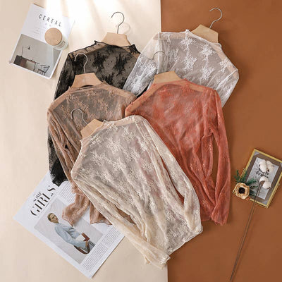 Floral Lace Sheer Mesh Layering see through Top  from HIDDENBRAND