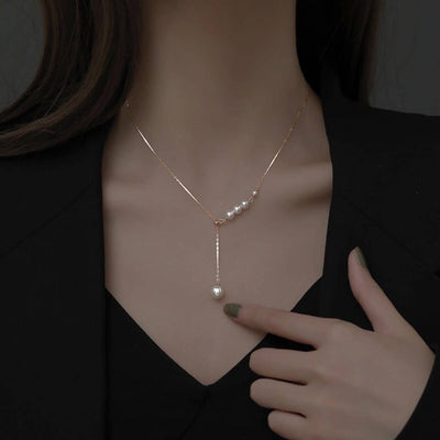 Simple Elegant Pearl Pendant Necklace in 925 Sterling Silver  from Perimade & Co. LLC