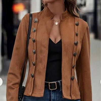 Vintage deerskin velvet double-breasted slim-fit jacket  from Lily Clothing