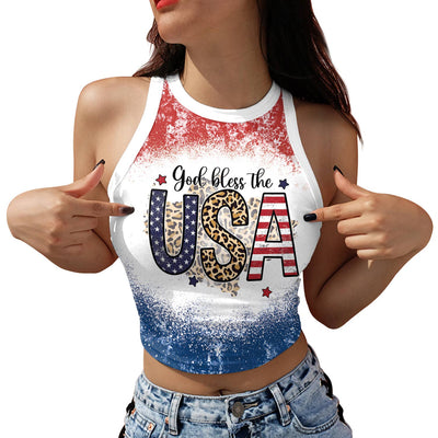 4th of July USA flag graphic printed tank top Ladies Shirts from Rosa Clothing