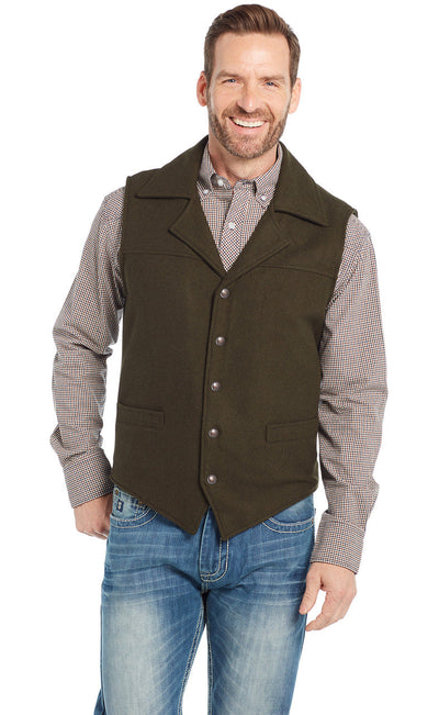 SIDRAN MENS WOOL MELTON SNAP FRONT COLLARED VEST WITH CONCEALED CARRY POCKET STYLE CR39066-F23-85 Mens Outerwear from Sidran/Suits