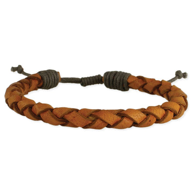 Vintage Brown Leather Braided Men's Bracelet MENS ACCESSORIES from ZAD