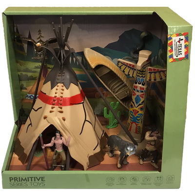 Native American Figurine Play Set in Open Window Box  from Texas Toy Distribution