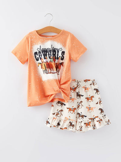 Western Girls Letter Print Outfits Set  from Rylee Faith Designs