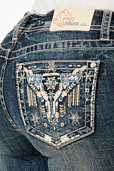 Aztec Modify Mid-Rise Boot cut 30" | EB-51895-30 Ladies Jeans from Grace in LA