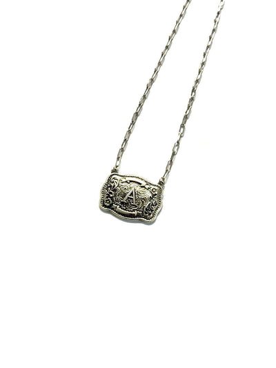 Western Belt Buckle Initial Necklace  from Snowing West