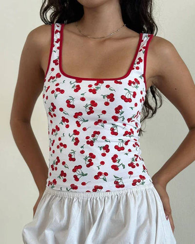 Summer Fresh Cherry Pattern Vest  from Rosa Clothing