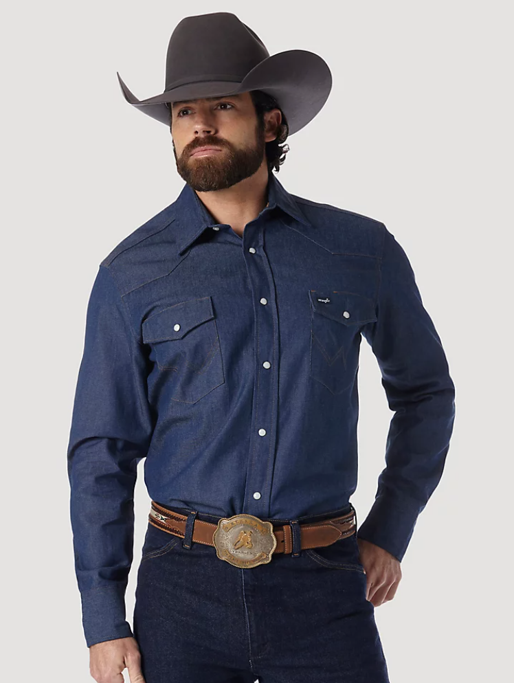 WRANGLER COWBOY CUT WORK RIGID DENIM LS SHIRT STYLE 70127MW