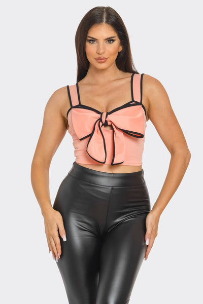 Front Oversized Bow Cut Out Detail Crop Top Ladies Shirts from Julia by LoveJ