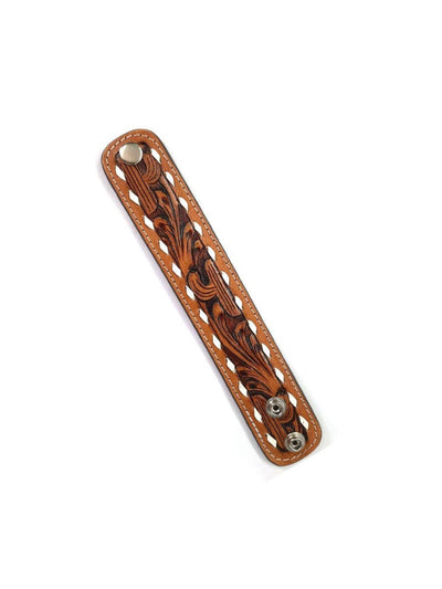 Western Hand Tooled Leather Bracelet  from Snowing West