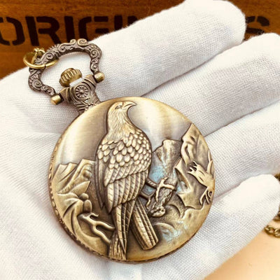 Vintage Old Eagle Display Quartz Pocket Watch MENS ACCESSORIES from WoodWristCo