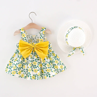 2pcs Floral Print Bowknot Sleeveless Baby Dress  from PatPat