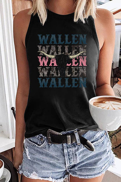 Western Style Bull Head Graphic Tank Top STC125C180  from UNISHE
