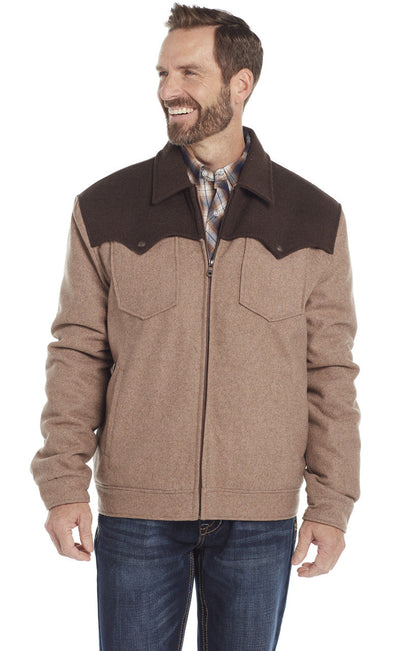 SIDRAN MENS TWO-TONED WOOL MELTON ZIP FRONT RANCH JACKET W/ CONCEALED CARRY POCKET STYLE CR43066-F23-18 Mens Outerwear from Sidran/Suits