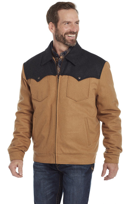 SIDRAN MENS TWO-TONED WOOL MELTON ZIP FRONT RANCH JACKET W/ CONCEALED CARRY POCKET STYLE CR43066-F23-26- Premium Mens Outerwear from Sidran/Suits Shop now at HAYLOFT WESTERN WEARfor Cowboy Boots, Cowboy Hats and Western Apparel