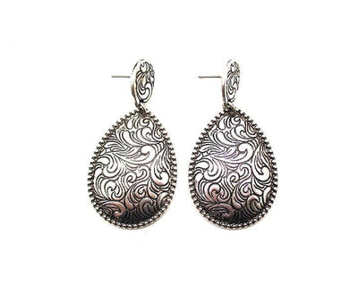 WESTERN ETCHED TEARDROP DANGLE EARRINGS  from Snowing West