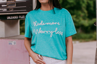 MK389 Tinsel Embroidery Worry Less SL Tess - Turquoise  from Merigold Kiss