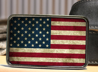 Distressed American Flag Belt Buckle  from Bungalow Blue Trading Co