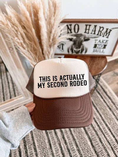 Second Rodeo DTF Printed Brown & Tan Trucker Hat  from Southern Attitude Designs Inc