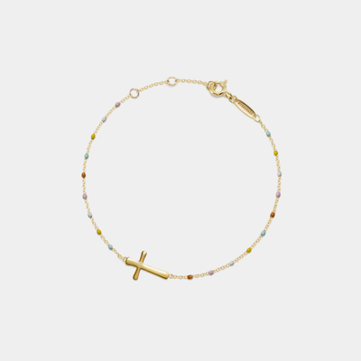 Dainty Boho Color Bead Cross Bracelet in 925 Sterling Silver  from Perimade & Co. LLC