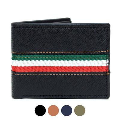 Bi-Fold Leather Wallet With Striped Decoration  from Selini New York