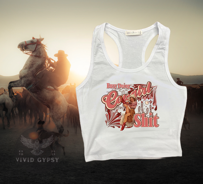 Busy Doing Cowgirl Shit - Crop Tank Top Ladies Shirts from Vivid Gypsy Shop