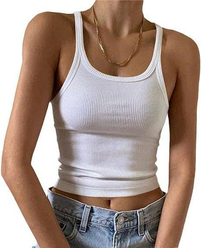 Ribbed Spaghetti Strap Crop Tank Top 20 Colors  from Rosa Clothing