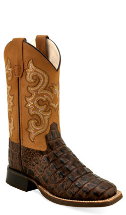 Jama Boys Brown Horn Back Gator Cowboy Boots Style BSC1832 Boys Boots from Old West/Jama Boots