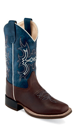 靴 jennyfax Western knit boots blue Jama Old West Blue Shaft Brown Foot Cowboy Boots Style BSC1914