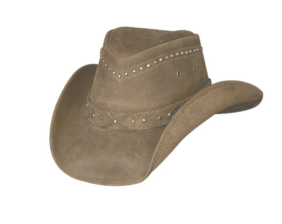 Bullhide Burnt Dust Leather Cowboy Hat Style 4015BR- Premium Ladies Hats from Monte Carlo/Bullhide Hats Shop now at HAYLOFT WESTERN WEARfor Cowboy Boots, Cowboy Hats and Western Apparel
