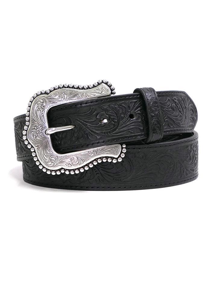 Tony Lama Layla Floral Full Grain Leather Black Belt Size 42 Made in USA C50733 Tony Lama Layla Floral Full Grain Leather Black Belt Size 42  main image 2