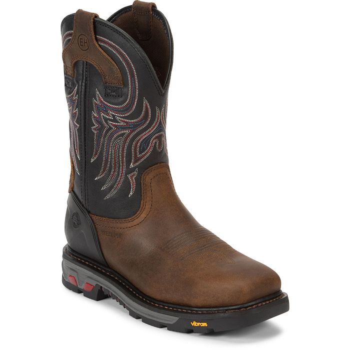 Justin Cowboy Boots Mens Brown Western Vibram Sole Oil Resistant Size 8D Justin Men main image 3