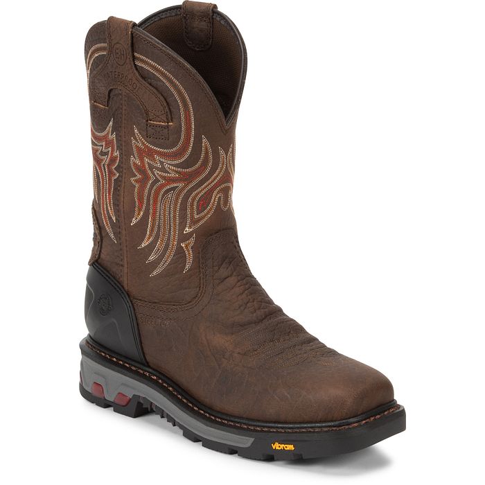 Justin Mens Waterproof Square Steel Toe Work Boots Style WK2111 display picture 1