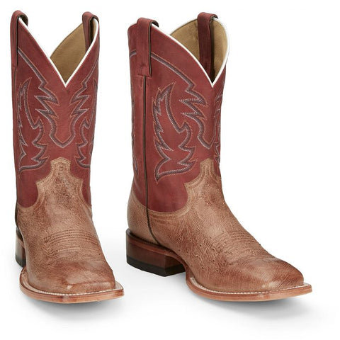 JUSTIN MENS SQUARE TOE WESTERN OSTRICH BOOTS STYLE JE811 display picture 1