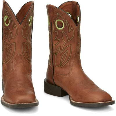 JUSTIN MENS BOWLINE HAZEL BROWN SQUARE TOE WESTERN BOOTS STYLE SE7521 Mens Workboots from JUSTIN BOOT COMPANY