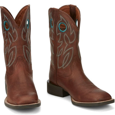 JUSTIN MENS BOWLINE BRANDY BROWN SQUARE TOE WESTERN BOOTS STYLE SE7522 Mens Workboots from JUSTIN BOOT COMPANY