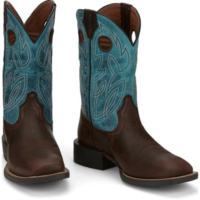 JUSTIN MENS BOWLINE CHOCOLATE SQUARE TOE WESTERN BOOTS STYLE SE7524 Mens Workboots from JUSTIN BOOT COMPANY