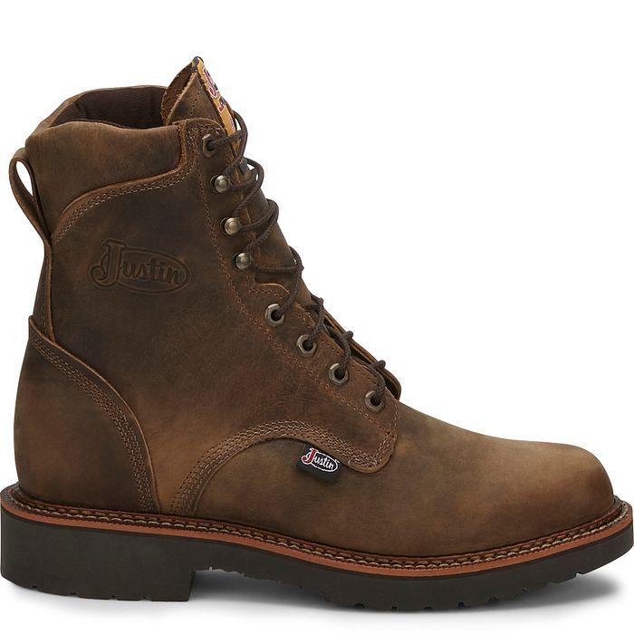 Justin Mens JMAX Lace Up 8in Work Boots Style 440 8 1 2D