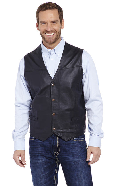 Sidran Snap Front Boar Nappa Leather Vest Style ML1059- Premium Mens Outerwear from Sidran/Suits Shop now at HAYLOFT WESTERN WEARfor Cowboy Boots, Cowboy Hats and Western Apparel