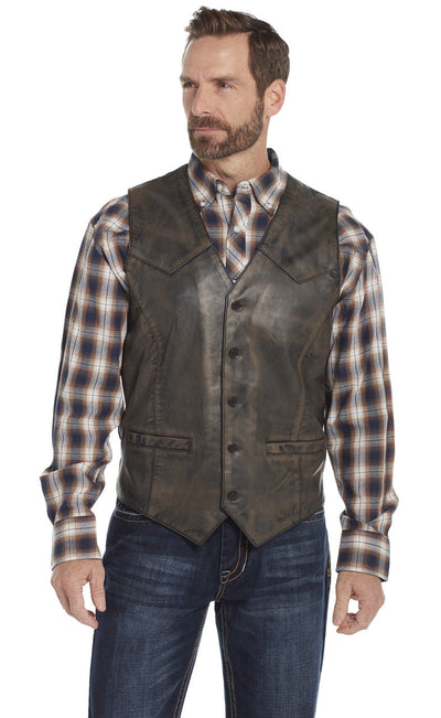 SIDRAN MENS BUTTON FRONT ANTIQUE FINISHED LAMB NAPPA VEST STYLE ML3069-27 Mens Outerwear from Sidran/Suits