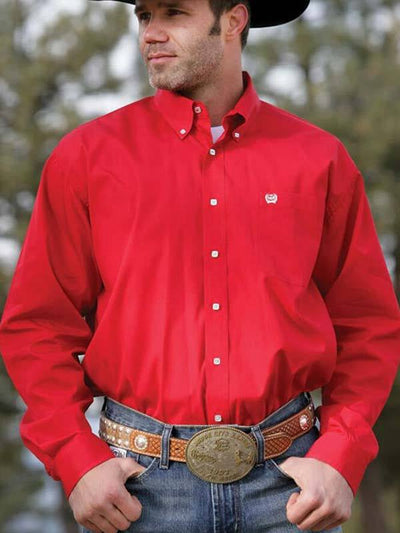 Cinch Mens Solid Red Button Down Western Shirt Style MTW1103313- Premium Mens Shirts from Cinch Shop now at HAYLOFT WESTERN WEARfor Cowboy Boots, Cowboy Hats and Western Apparel