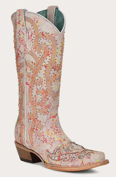 CORRAL LADIES MULTI COLOR CRYSTAL GLOW IN THE DARK SNIP TOE BOOTS STYLE C3980 Ladies Boots from Corral Boots