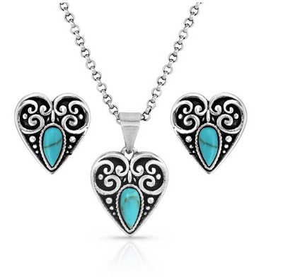 Montana Silversmith Heart of the West Turquoise Jewelry Set Style JS5629- Premium ladies Jewelry from Montana Silversmith Shop now at HAYLOFT WESTERN WEARfor Cowboy Boots, Cowboy Hats and Western Apparel
