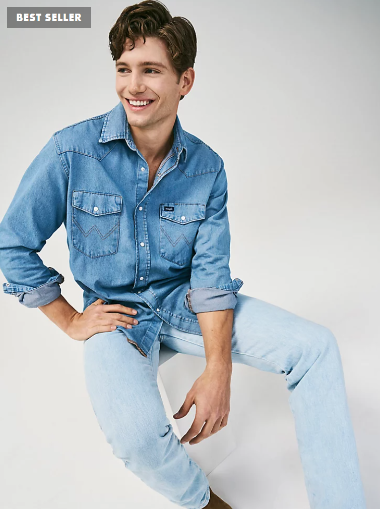 WRANGLER LONG SLEEVE WESTERN DENIM SNAP WORK SHIRT STYLE 70127SW WRANGLER LONG SLEEVE WESTERN DENIM SNAP WORK SHIRT STYLE 70127SW