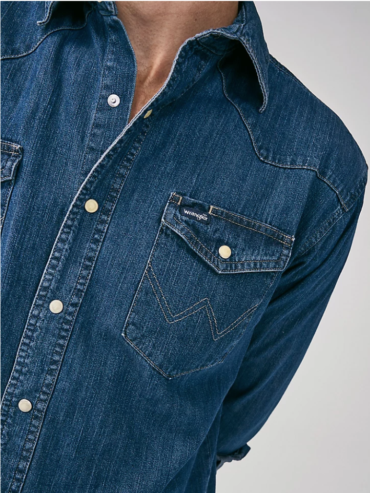 WRANGLER LONG SLEEVE DENIM SNAP WORK SHIRT STYLE MS1041D