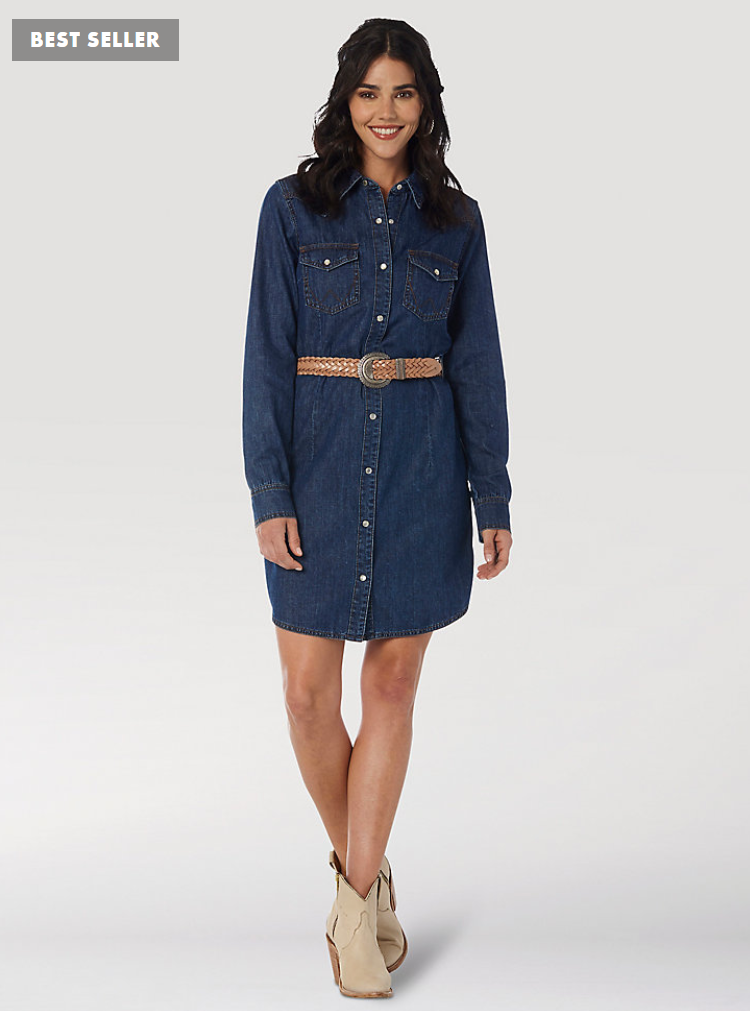 Ladies long sleeve denim dress best sale