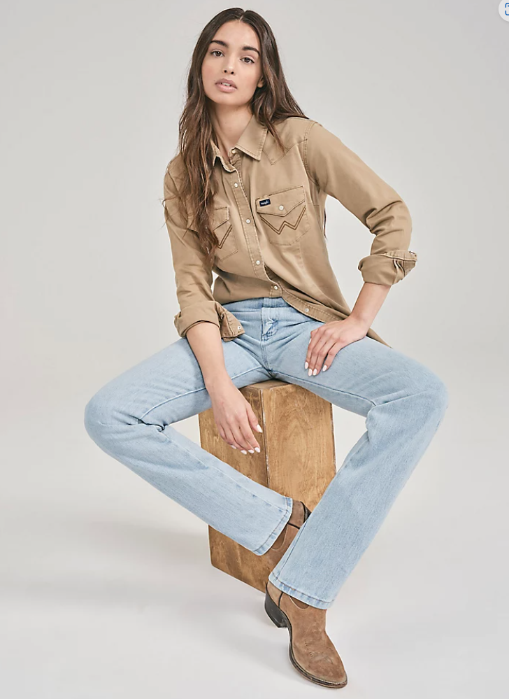 Lee Legendarisch Slim Fit Western Snap Shirt dames Shirt met lange Lee Legendarisch Slim Fit Western Snap Shirt dames Shirt met lange
