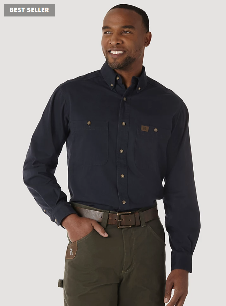 Wrangler Mens Riggs Cotton Twill Work Shirt Style 3W501NV Wrangler Mens Riggs Cotton Twill Work Shirt Style 3W501NV