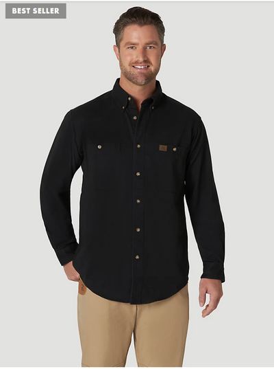 Wrangler Mens Riggs Cotton Twill Work Shirt Style 3W501BK Mens Shirts from Wrangler